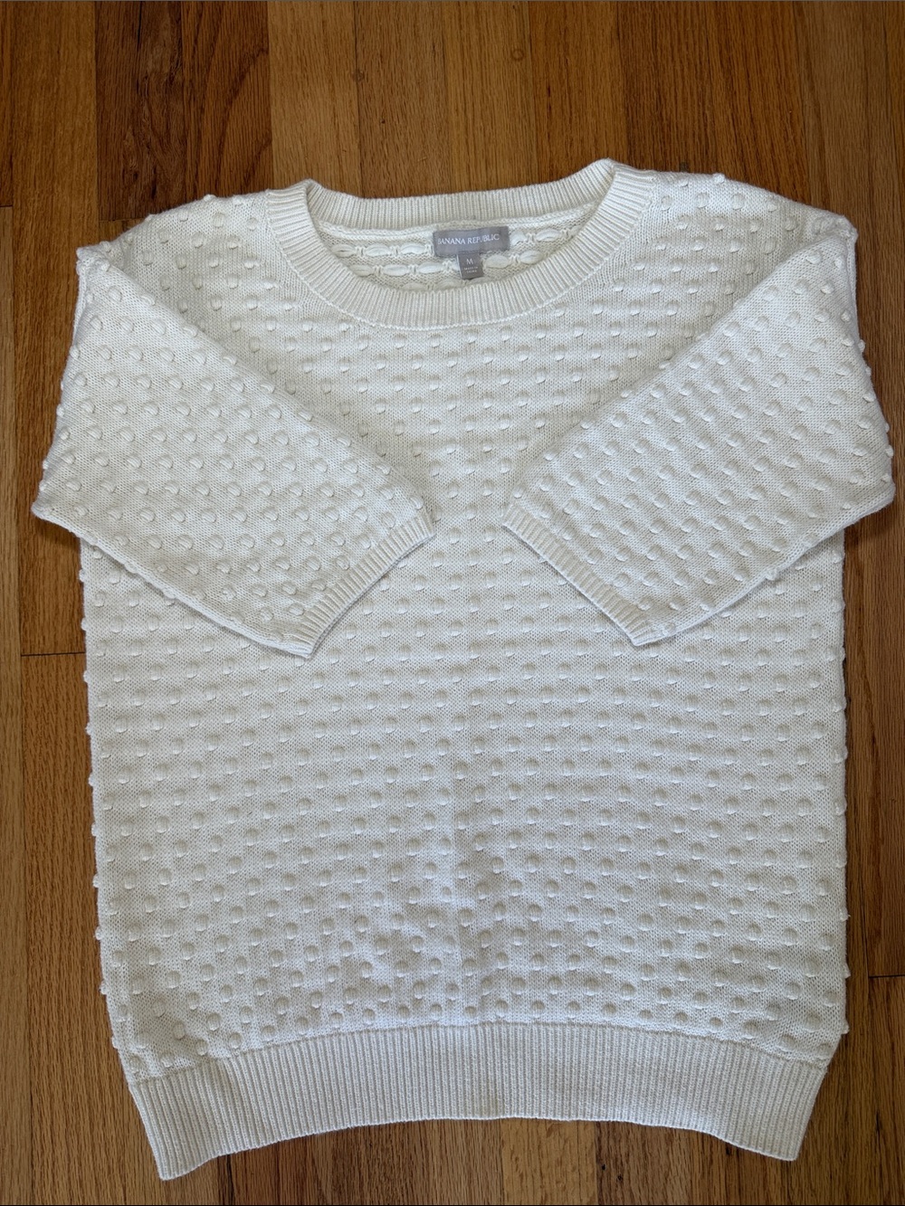 Banana Republic Off-White Textured Crew Neck Sweater